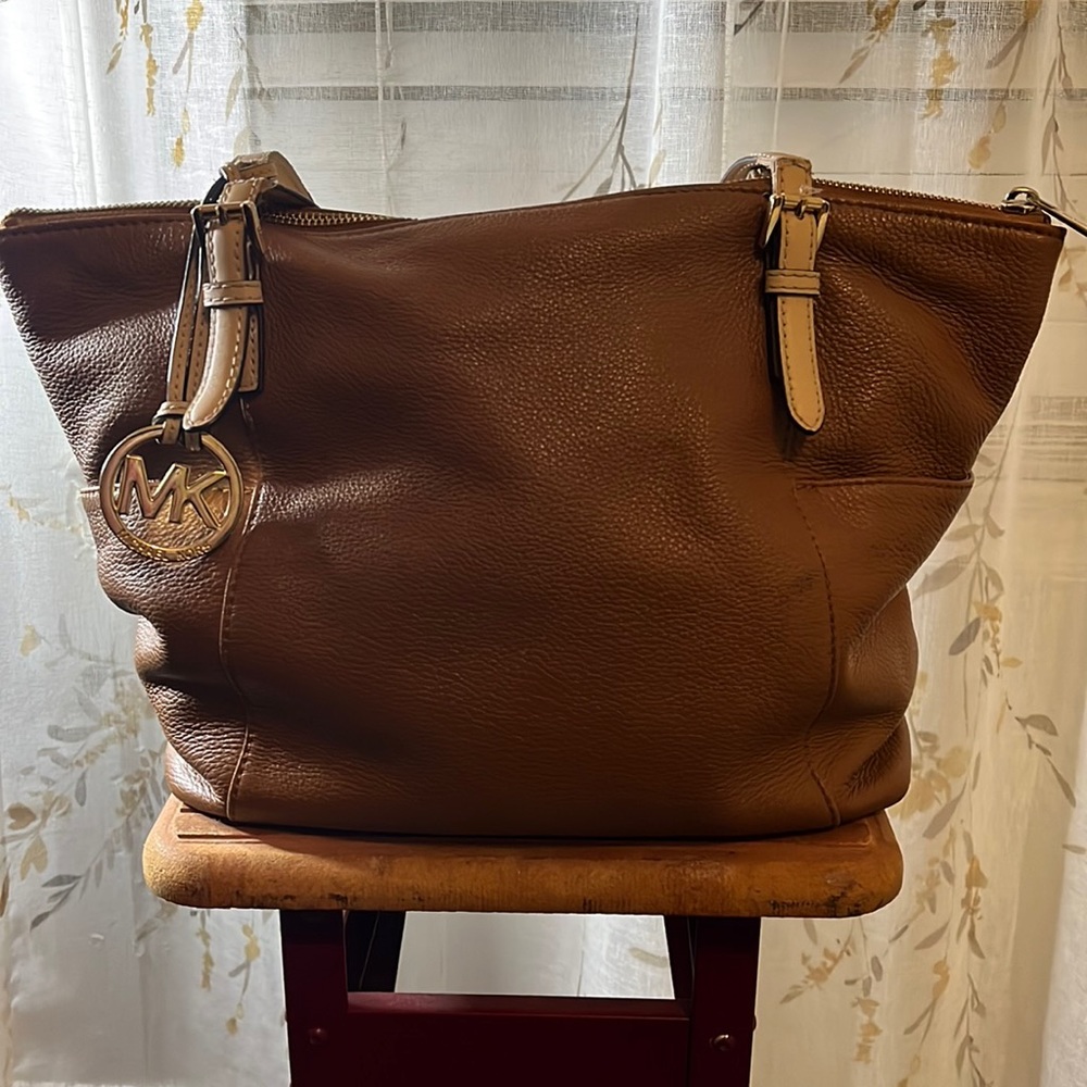 MK brown leather tote.
